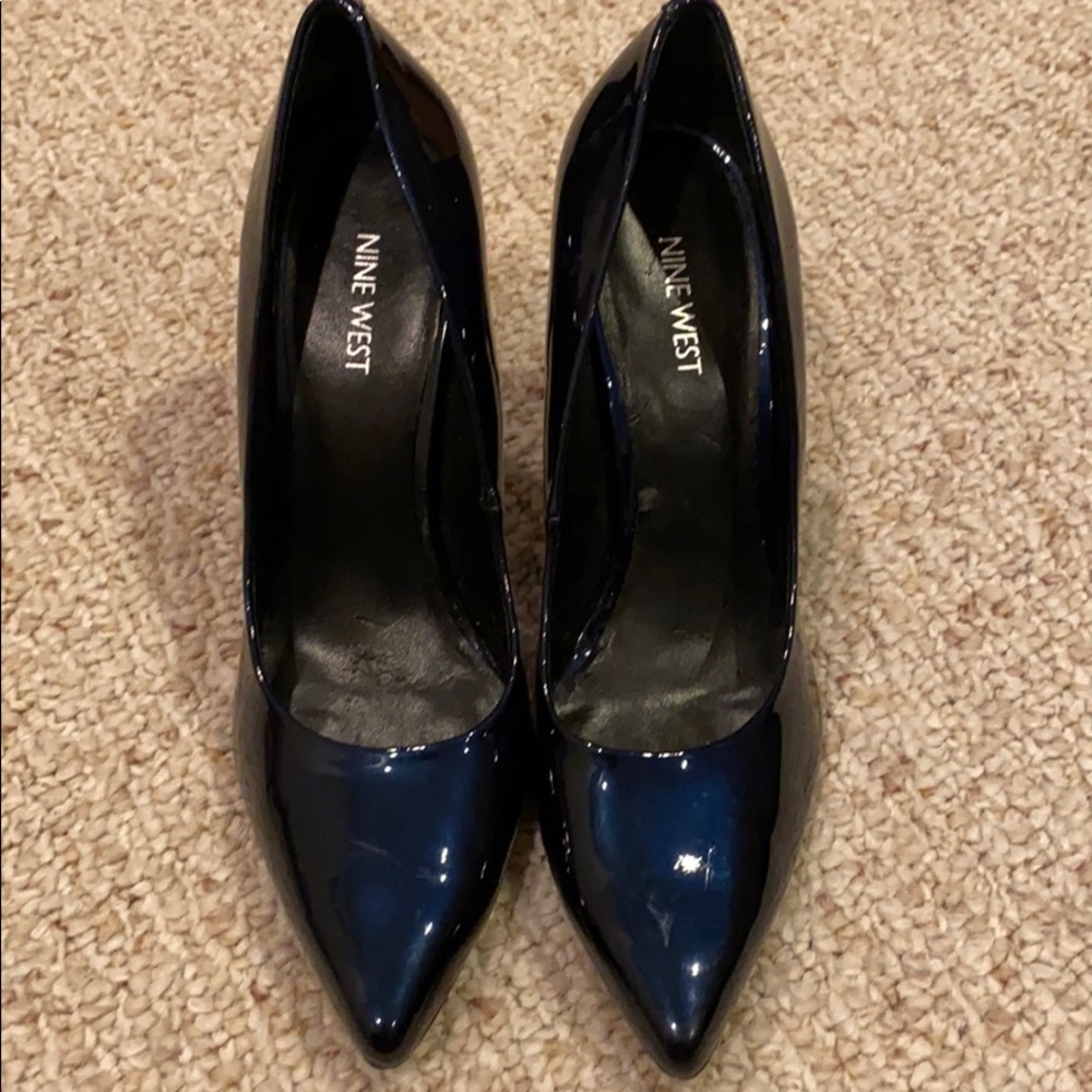 Blue Patent Leather Heels